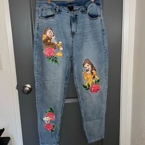 Disney Beauty And The Beast Roses Mom Jeans 15